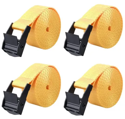 Obrázok produktu pre Záťažové popruhy, nosnosť 200 kg, šírka 25 mm, dĺžka 5 metrov, žltá farba, 4 kusy