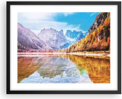 Produktbild von Gerahmtes Poster - Schwarzer Rahmen - Herbst Landschaft Berge - 50x40 cm - Wand Bild - Wanddeko - Wandbilder - Kunstposter - Wandposter - Bilderrahmen - Bilder - Kunstdruck - P2BAA50x40-4624