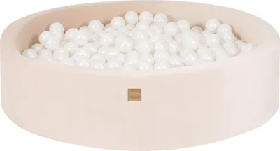Produktbild von Rund Bällebad für Kinder mit 300 Bällen, 120x30cm, Velvet, Creme: Weiße Perle