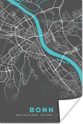 Produktbild von MuchoWow® Poster Stadtplan - Bonn - Deutschland - Karte 20x30 cm - Papierdruck