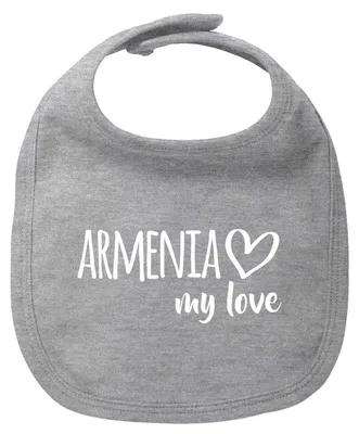 Produktbild von Huuraa Baby Lätzchen Armenia my love Heather Grey Klettverschluss  Baumwolle Latz Geschenkidee