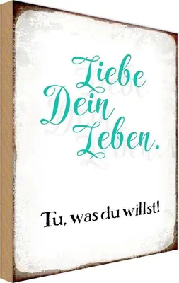 Produktbild von vianmo Holzschild 18x12 cm liebe dein Leben tue was willst Spruch Zitat
