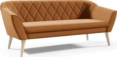 Produktbild von Sofello Sofa 3 Sitzer Hellbraun Sitzbank Samt Holzfüße Schnelle Lieferung skandinavischer Stil - schöne Steppung
