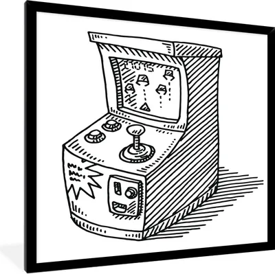 Produktbild von MuchoWow® Gerahmtes Poster Arcade - Spiel - Retro - Illustration 30x40 cm - Poster mit Schwarzem Bilderrahmen Wandposter Rahmen Foto Bilder - Wanddeko - Kunstdrucke