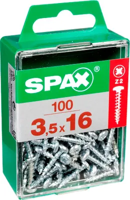 Produktbild von 100er-Pack SPAX Rundkopf-Stahlschrauben, Durchmesser 3,5 mm x Länge 16 mm