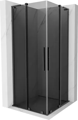 Produktbild von Mexen Velar L Duo Duschkabine Schiebetür 100 x 100 cm, Grafit, Gebürstet Gun Gray - 871-100-100-02-43-66