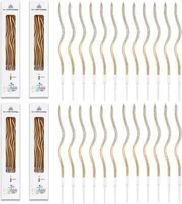 Obrázek produktu pro 24 svíček na narozeninové dorty, zlatá spirála, svíčky na šampaňské, ideální pro narozeniny, svatby a oslavy