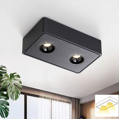 Produktbild von ZMH LED Deckenleuchte Schwarz Aufputz Deckenspots mit 2 Flammig Deckenstrahler Warmweiß Spotleuchte Eckig  11W für Küche Wohnzimmer Esszimmer Korridor Flur