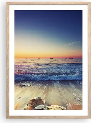 Produktbild von Gerahmtes Poster - Rahmen in heller Eiche - Meer Strand Welle - 50x70 cm - Wand Bild - Wanddeko - Wandbilder - Wandposter - Bilderrahmen - Bilder - Kunstdruck - Wandbild - P2NPA50x70-3613
