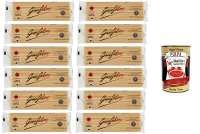 Produktbild von Italian Gourmet Pasta di Gragnano IGP Fettucce N.15 12 x 500g | Italienische Bandnudeln aus Hartweizengrieß, Bronze gezogen & langsam getrocknet | Vorratspack + Italian Gourmet Polpa