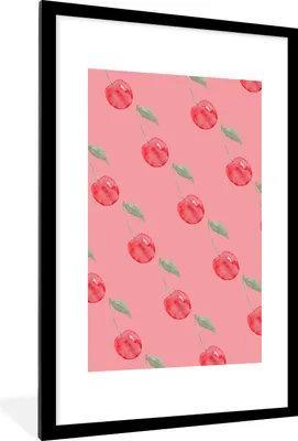Produktbild von MuchoWow® Gerahmtes Poster Kirschen - Obst - Aquarell 60x90 cm - Poster mit Schwarzem Bilderrahmen Wandposter Rahmen Foto Bilder - Dekoration - Wandposter Wohnzimmer - Hochwertig