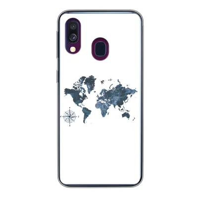Produktbild von MuchoWow® Handyhülle Schutzhülle Hülle für Samsung Galaxy A40 Weltkarte - blau - Kompass Silikon Softcase Handy Hülle - Handy-Tasche