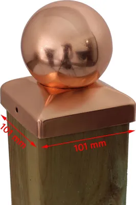 Produktbild von Pfostenkappe Kupfer 101 mm Kugel Abdeckkappe für Pfosten 10 x 10 cm