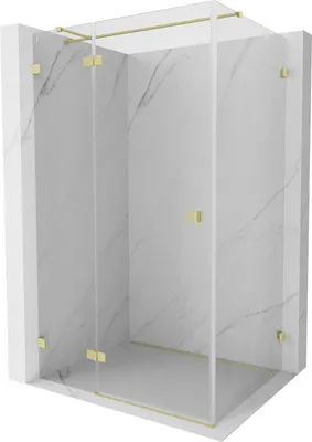 Image de Cabine de douche pivotante gauche Mexen Lunar T 140 x 120 cm, transparent, doré brossé - 834T-140-120-55-00-L