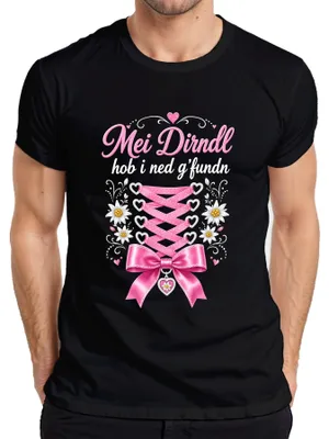 Obrázek produktu pro Tričko s motivem Oktoberfestu, bavorské vzory, kožená sukně "Dirndl", pánské, barva černá, velikost L