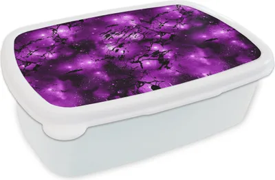 Produktbild von KitchenYeah® Lunchbox Brotzeit Brotdose 17x11 cm Sternenhimmel - Marmor - Lila - Schwarz - Muster Kinder Brotzeitdose - Lunch Box - Kinder - Sandwich-Box - Schulbox - Lunch Boxen