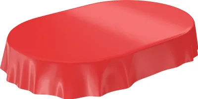Produktbild von Tischdecke Wachstuch PVC abwaschbar Einfarbig Rot Oval 180x140cm Schnittkante