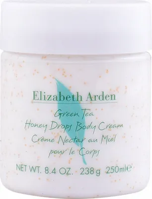 A close-up shot of a jar of Elizabeth Arden Green Tea Honey Drops Body Cream.