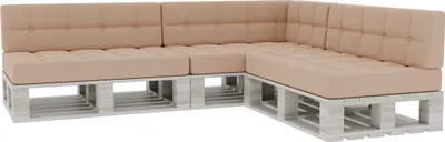 Image de Coussins de palette, Coussins d'assise de palette, Dossier piqué PFG 3xSet (Coussin d'assise 120x80 +Dossier 120x40), Beige)