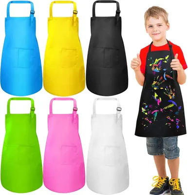 Produktbild von Verstellbare Kinderschürzen für Jungen/Mädchen, 2 Taschen, geeignet für Schule, Kochen, Malen, Backen, Gartenarbeit