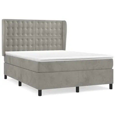 Productafbeelding van vidaXL Boxspringbed met matras, lichtgrijs, 140x200 cm, fluweel