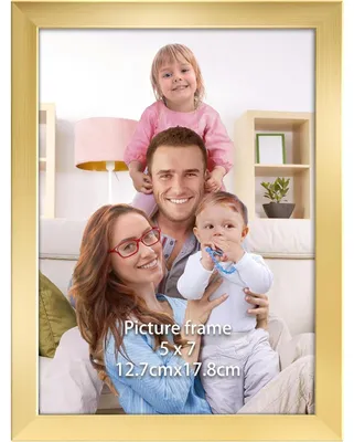 Image de Cadre photo 13x18 cm, couleur or, en plastique, pour accrocher au mur ou poser sur une table