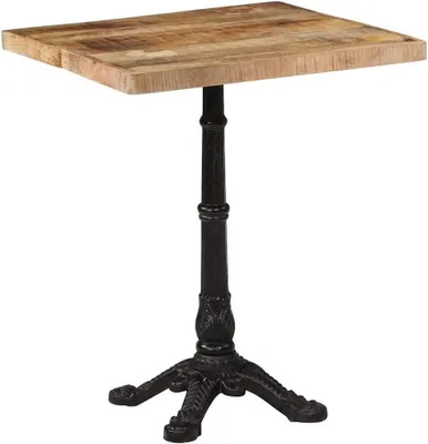 Produktbild von Bistrotisch aus rauem Mangoholz, 60x60x77 cm, mit Tischbein aus Gusseisen für Terrasse und Garten