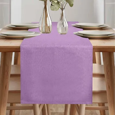 Immagine prodotto di Tovaglia decorativa primaverile, lavabile, aspetto simile al lino, idrorepellente, color lilla, 40 x 240 cm
