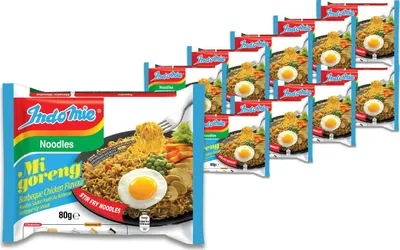 Produktbild von 10er-Pack IndoMie BBQ Chicken Instant Noodles Grillhähnchen Geschmack | 10x 80g | BBQ Chicken Flavour Fried Noodles