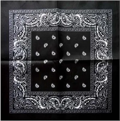 Obrázok produktu pre Čierna bavlnená šatka – bandana – 5 kusov – šál – vzor paisley – 54/54 cm – čierna – šatka – karneval – doplnok – CHPN