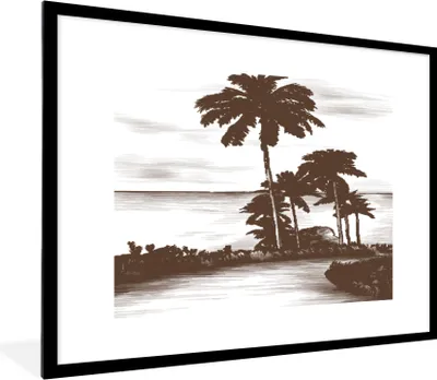 Produktbild von MuchoWow® MuchoWow® Gerahmtes Poster Palme - Meer - Weg 80x60 cm - Poster mit zchwarzem Bilderrahmen - Schlafzimmer-Dekorationen - Fotoposter