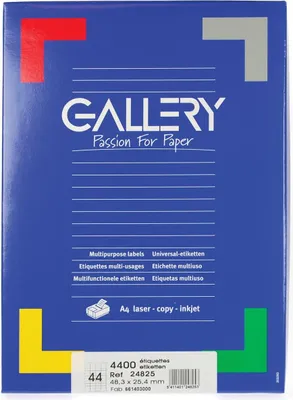 Produktbild von Galerie – weiße Etiketten, 48,3 x 25,4 mm (B x H), runde Ecken, Box mit 4.400 Etiketten