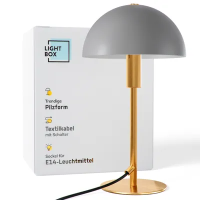 Immagine prodotto di Lampada da tavolo decorativa - a forma di fungo con interruttore - altezza 36 cm, oro opaco