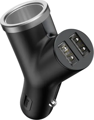 Obrázek produktu pro Baseus Y Type Dual USB + Rozšířená nabíječka cigaret (černá)