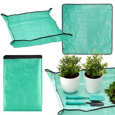 Produktbild von Große Matte zum Umtopfen von Pflanzen und Blumen mit Druckknöpfen, wasserfeste Unterlage für Setzlinge, 100 × 100 cm