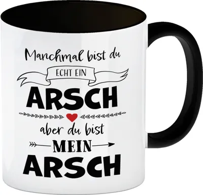 Produktbild von Manchmal bist du echt ein Arsch Kaffeebecher Schwarz zum Valentinstag