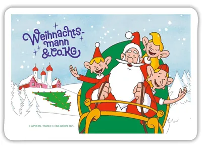 Produktbild von Spreadshirt Weihnachtsmann & Co. KG Schlittenabenteuer Sticker Aufkleber, 10 x 10 cm, Mattweiß
