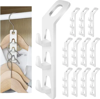 Produktbild von Kaskadierende Kleiderbügelhaken, Kleiderbügel-Verlängerungsclips, für platzsparende, multifunktionale, kaskadierende Verbindungshaken, Schrank-Kleiderverbindung, zusammenklappbarer Kleiderständer zur Aufbewahrung (12 Stück)