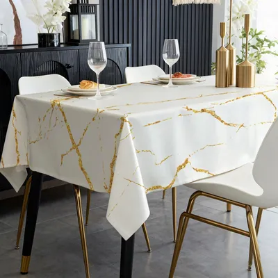 Produktbild von Omgoods – Elegante weiße Tischdecke, 100 x 140 cm, mit fleckabweisenden Eigenschaften