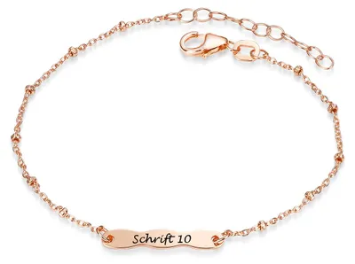 Produktbild von MATERIA by Matthias Wagner Kugel Armband mit Gravur aus 925 Sterling Silber Rosegold vergoldet für Damen oder Kinder 16-19cm in Etui SA-118