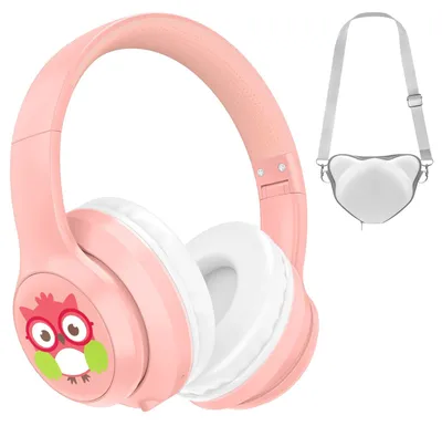 Obrázok produktu pre Bluetooth slúchadlá pre deti s puzdrom, bezdrôtové, s potlačením hluku, svetloružové