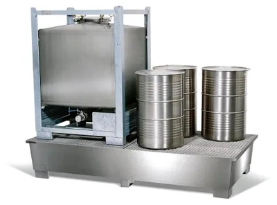 Produktbild von Edelstahl-Auffangwanne für 2 IBC à 1000 Liter