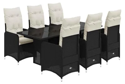Immagine prodotto di vidaXL set bistrot da giardino 7 pezzi con cuscini in polirattan nero