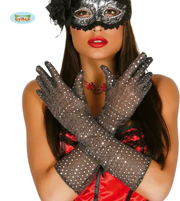 Produktbild von lange Pailletten-Handschuhe silber 42 cm