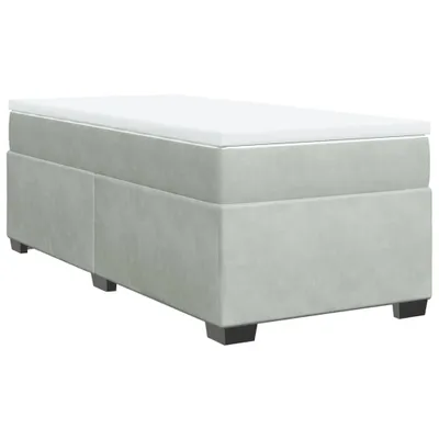 Produktbild von Boxspringbett mit Matratze Hellgrau 90x200 cm Samt