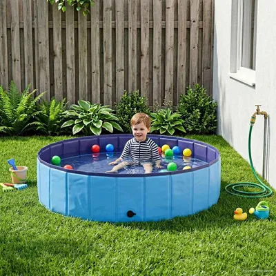 Produktbild von vidaXL Kinder Schwimmbecken Blau Ø 120 x 30 cm