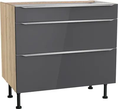 Produktbild von Optifit Schubladenunterschrank Linus984 BxTxH 90 x 58,4 x 87 cm anthrazit glänzend zerlegt KFLI U936-8E+
