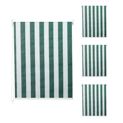 Zdjęcie produktu dla zestaw 4 rolet HWC-D52, roleta okienna boczna, 100x160cm ochrona przeciwsłoneczna nieprzezroczysta ~ zielony/biały