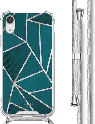 Produktbild von imoshion Design Hülle mit Band iPhone Xr - Petrol Green Graphic