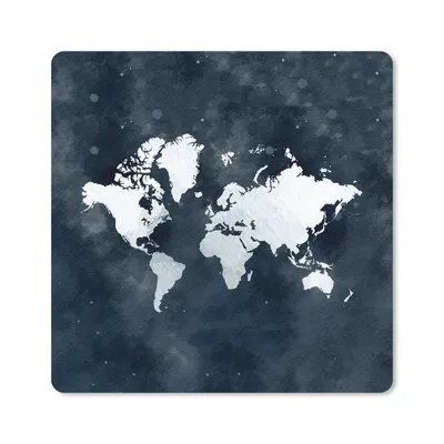 Produktbild von MuchoWow® Mauspad Mousepad Weltkarte - Nacht - Blau 30x30 cm - Mousepads - Maus Mat - Pad - Mausunterlage - Gaming
